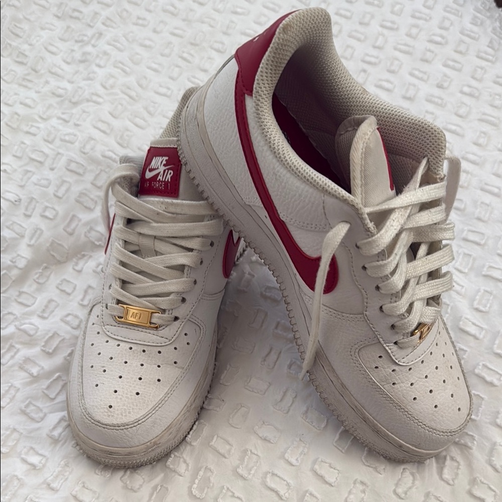 Nike White and Red Classic Sneakers